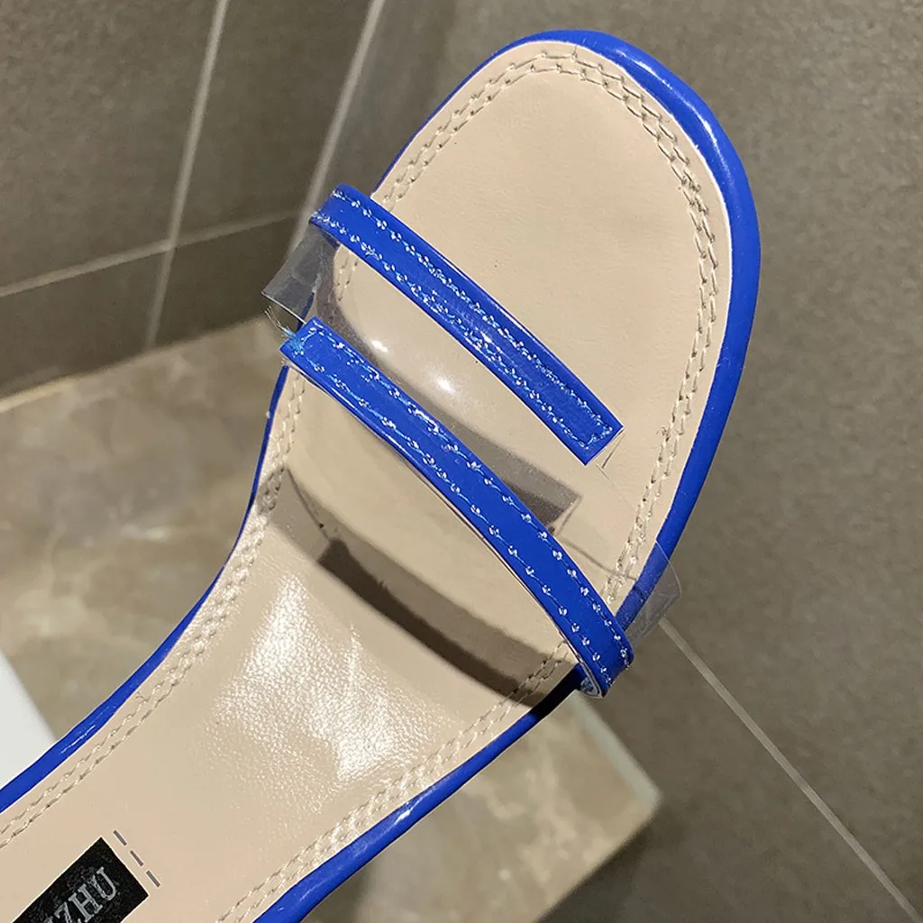 Женские босоножки на квадратном каблуке SAGACE простые прозрачные из ПВХ ремешке с