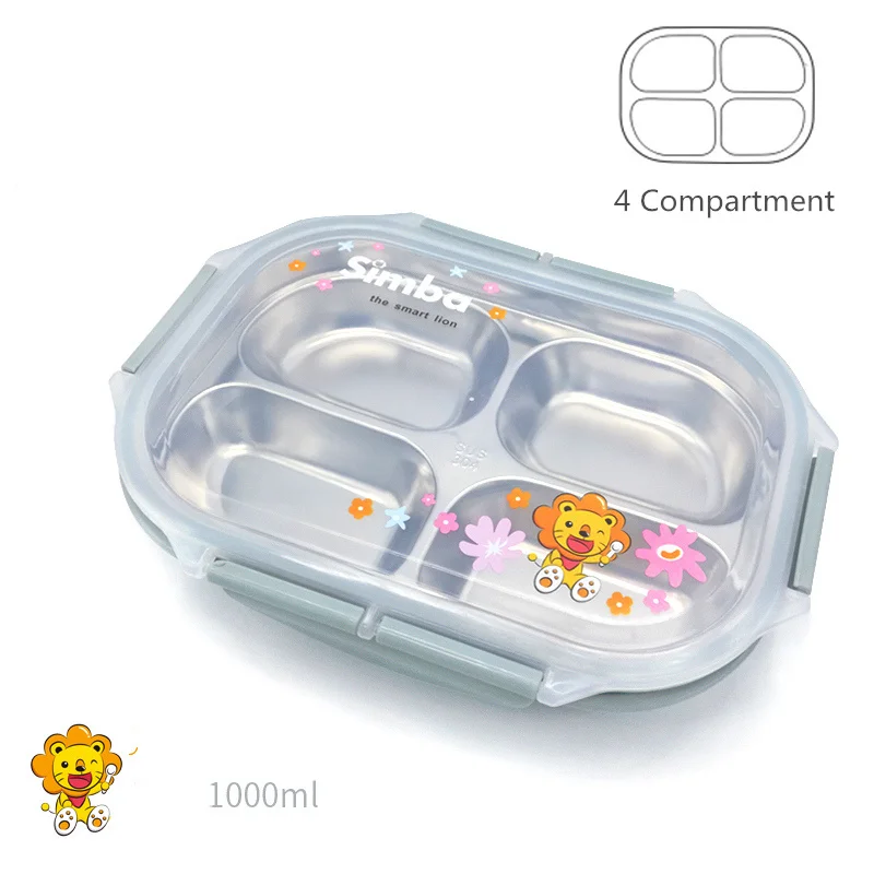 Blue 4 Compartment MICCK Ланч-бокс из нержавеющей стали милый Теплоизоляционный Бенто-бокс для пикника и школы экологически чистый контейнер для еды с отделениями - Цвет: Blue 4 Compartment