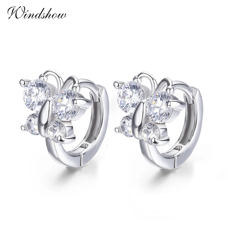 Серьги кольца из серебра 925 пробы с фианитами 4 цвета|hoop earrings for women|hoop earringshuggie hoop |