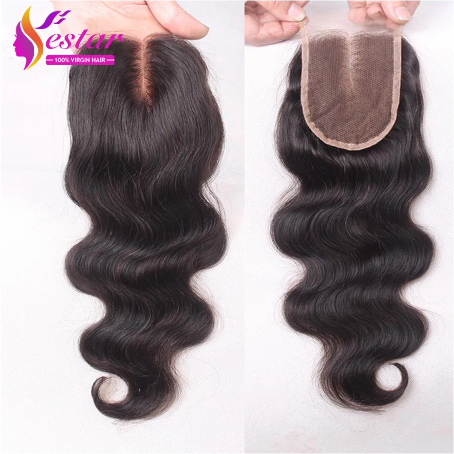 7А Малайзии Кружева Закрытие Отбеленные Узлы Объемная Волна Free/Средний/3 Часть