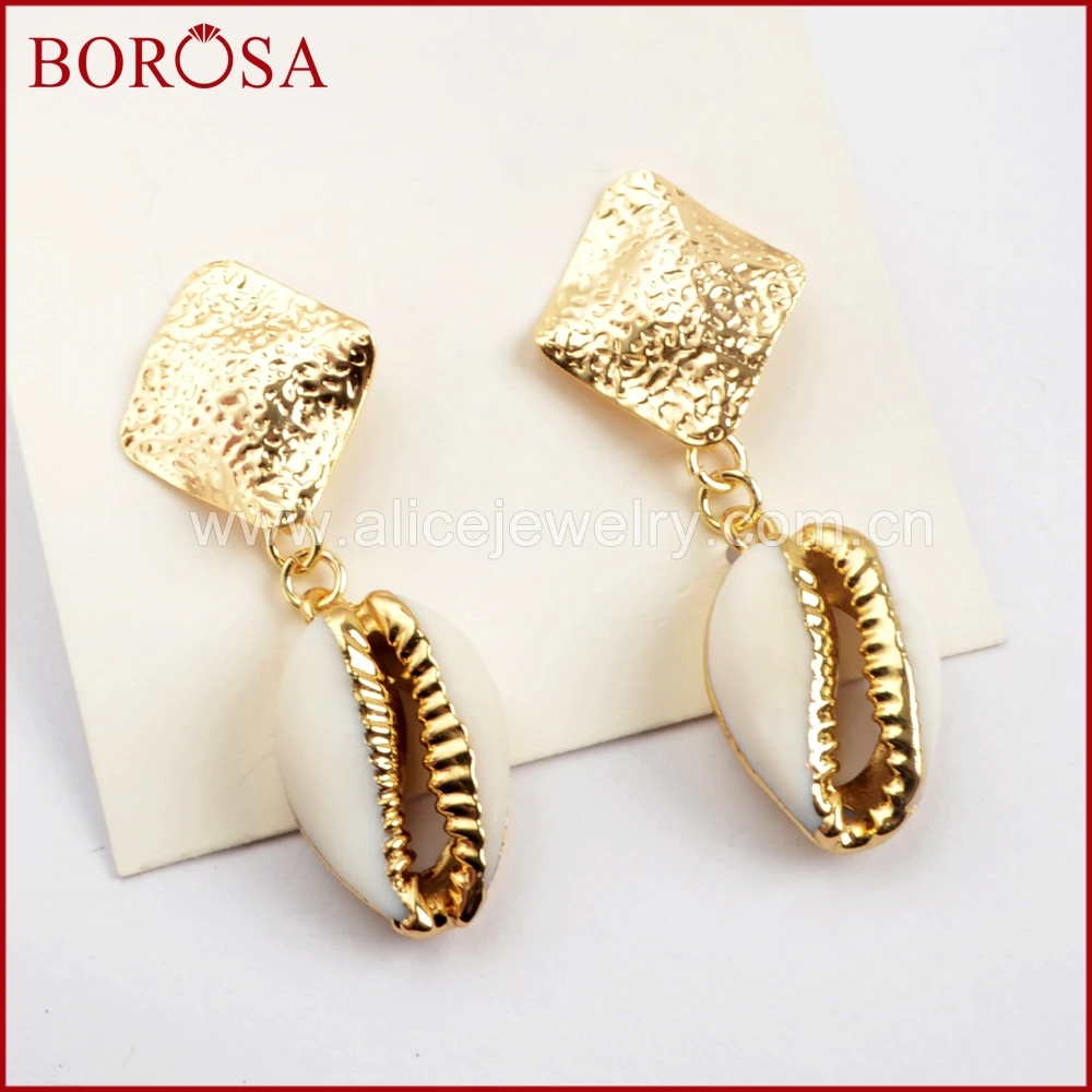 

Женские серьги-капельки BOROSA, 5 пар, золотого цвета, очаровательные ювелирные серьги из натурального белого цвета G1592
