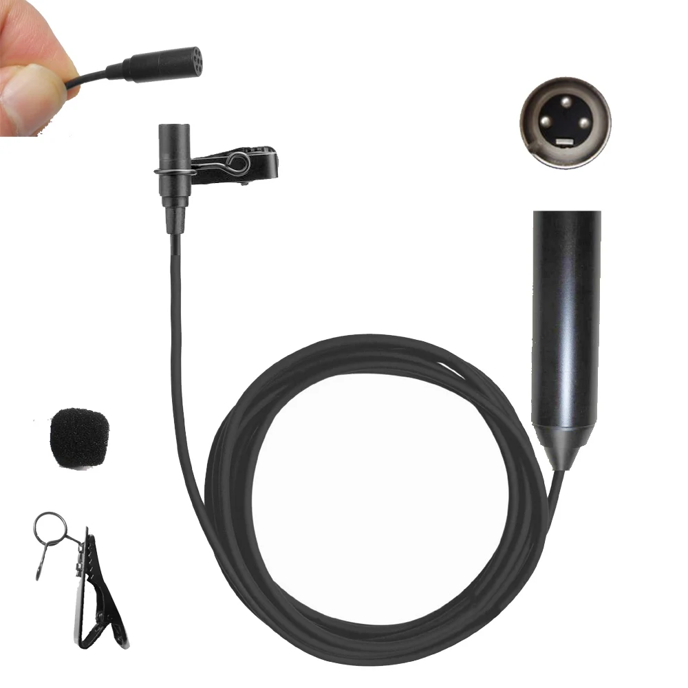 Pro XLR 3Pin фантомное питание Lavlaier Галстук Зажим лацкан микрофон 5 м 197 &quotшнуры XLR3PME2 |