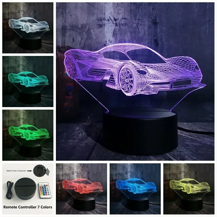 Controller 7 Color Необычная классная современный автомобильный ночной Светильник 3D светодиодный USB RGB светодиодные настольные лампы домашний декор Дисплей лампы для мальчиков, подарок на день рождения, рождественский подарок - Испускаемый цвет: Controller 7 Color