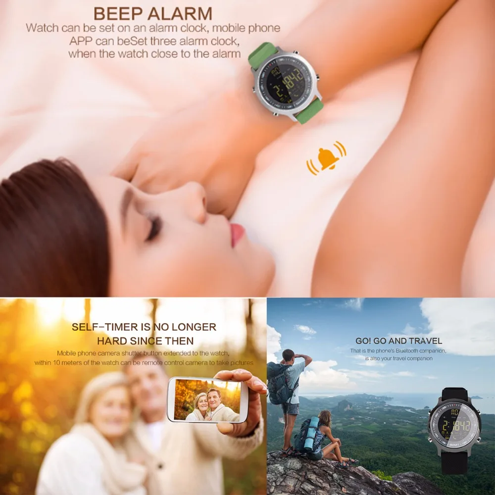 SOONHUA EX18 Bluetooth водостойкие умные часы фитнес-трекер Шагомер Будильник Секундомер