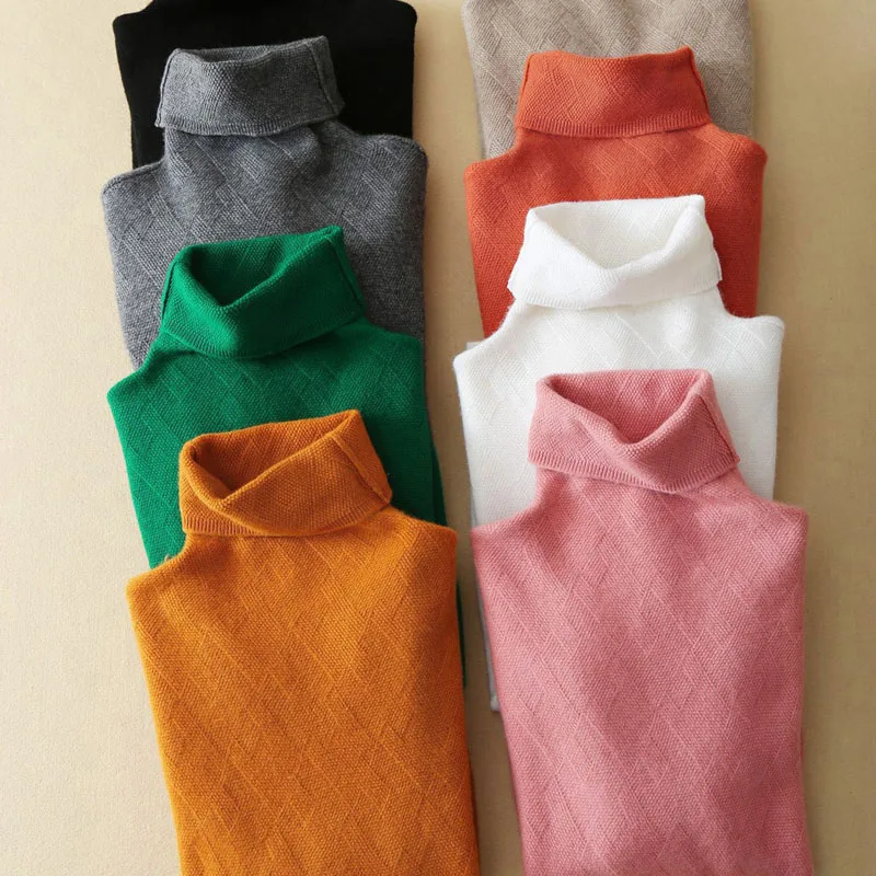 Pure Cashmere Sweater Autumn Winter High Quality Geometry Pattern Turtleneck Soft Skin Friendly Casual Sweaters Pulls | Женская одежда