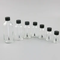 empty clear round glass nail polish bottle with black brush cap cosmetic container 5ml 10ml 20ml 1oz 50ml 10pcs