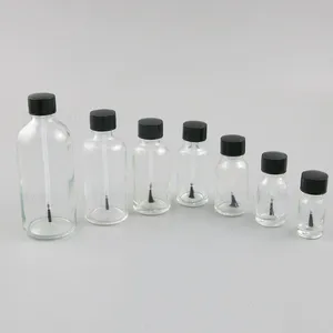 Пустая Прозрачная Круглая стеклянная бутылка для лака для ногтей с черной крышкой косметический контейнер 5 мл 10 мл 20 мл 1 унция 50 мл 10 шт.