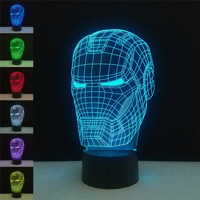 Hero светодиодный 3D ночник Звездные войны креативная настольная лампа настольная сенсорная Usb зарядка Домашнее освещение Bulbing 7 цветов Изменение Luminaria - Цвет абажура: Iron Man 2