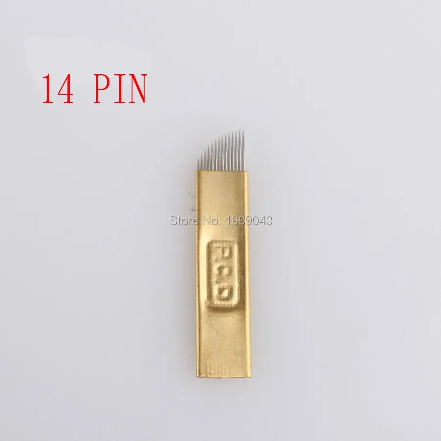 50 шт. PCD 14 pin татуаж руководство брови игла для вышивания татуировки иглы лезвие