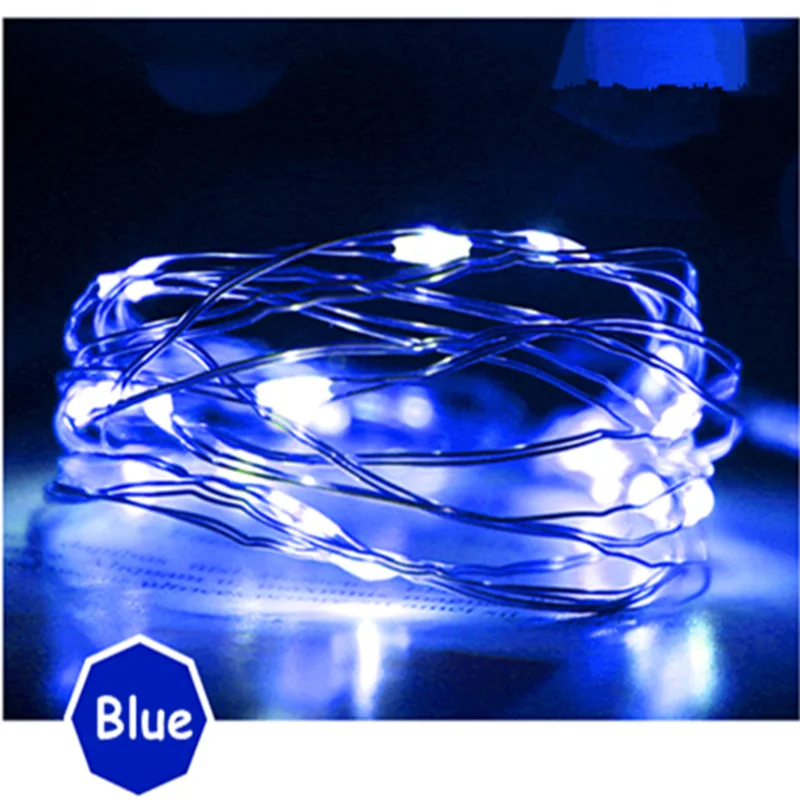 Blue Фея 1 м 3 м на батарейках светодиодный медный провод гирлянды для свадьбы Рождество гирлянда фестиваль вечерние украшения дома лампа - Цвет: Blue