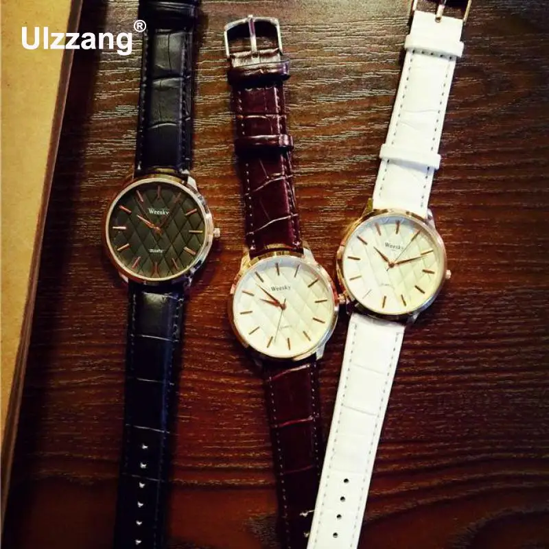 2018 новые классические черные коричневые белые кожаные кварцевые наручные часы