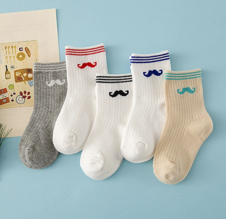 5 пар в партии Детские носки Для детей от 1 до 10 лет хлопковые с бородой полоски