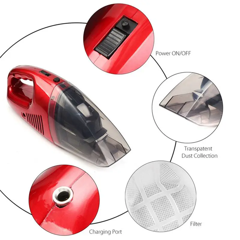 60 Вт ЕС вилка беспроводной мини портативный пылесос для автомобиля сухой влажный