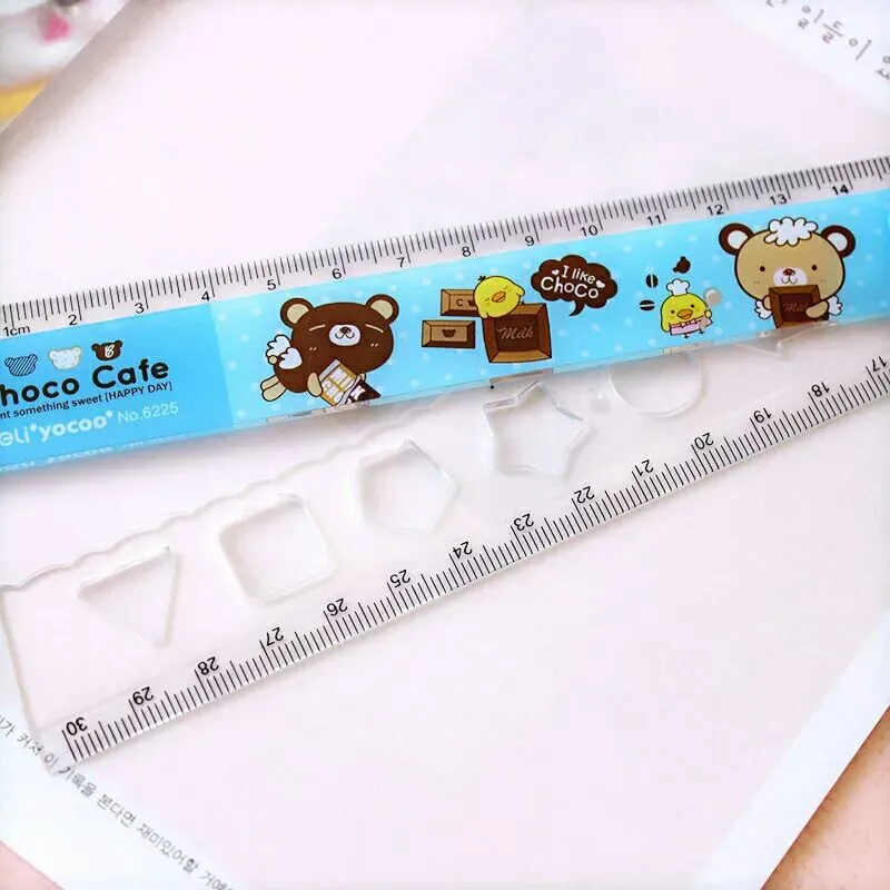 30 см пластиковая мультяшная складная линейка Геометрическая транспортир