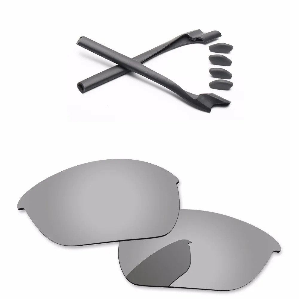 

PapaViva Chrome Silver Mirror Polarized Replacement Lenses and Grey Rubber Kit for Half Jacket 2.0 Sunglasses Frame