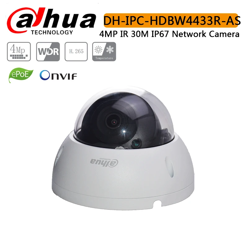 Оригинальная камера Dahua IPC-HDBW4433R-AS 4 МП IK10 IP67 аудио и сигнализация PoE HDBW4431R-AS