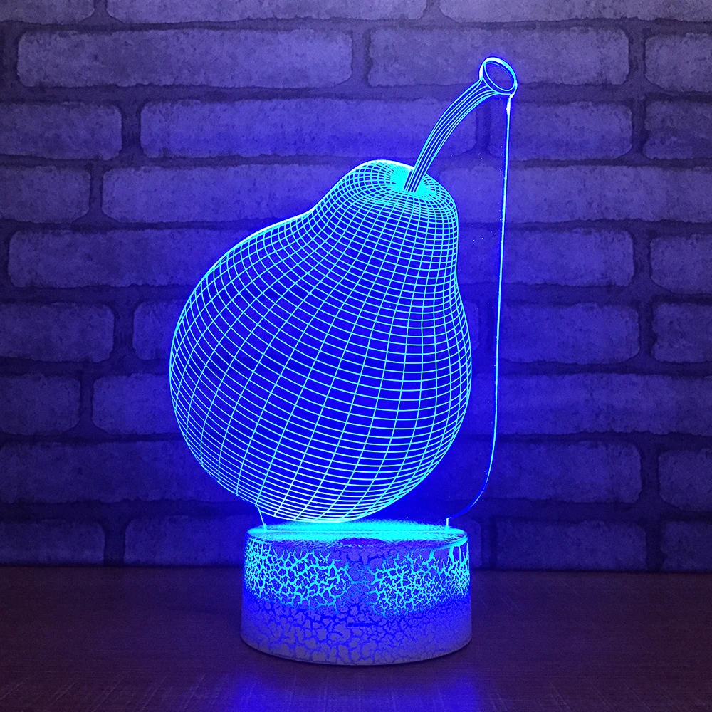 Pears3D ночник креативная Иллюзия 3d лампа светодиодная 7 цветов меняющая Настольная