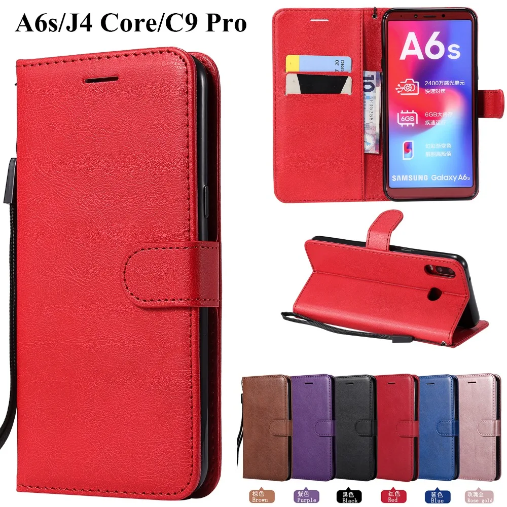 Простой чехол для Samsung Galaxy A6s J4 Core 2018 сумка SM C9 Pro 2016 книжка телефона из