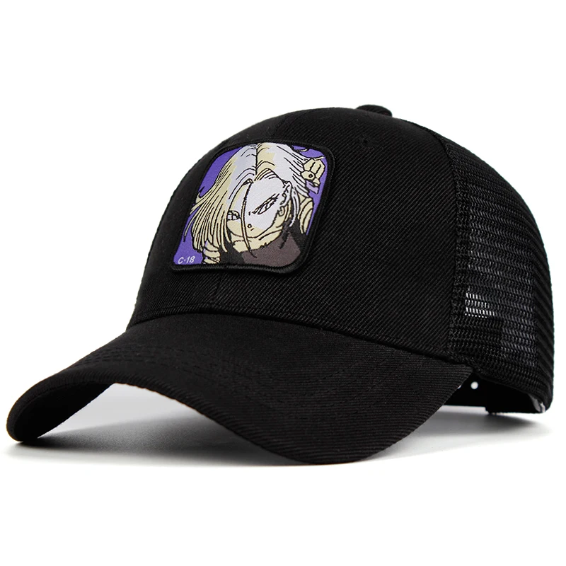 Goku сетчатая Кепка Dragon Ball Z Snapback BULMA хлопковая C-18 Saiyan бейсболка для мужчин и женщин хип-хоп кепка для водителя грузовика летняя Прямая поставка