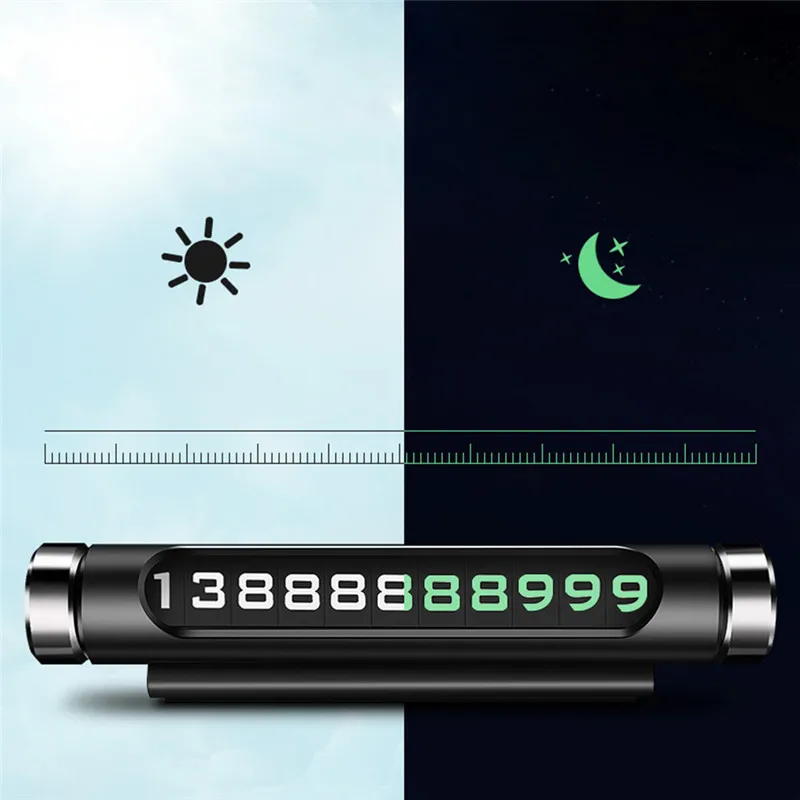 Car Hidden Luminous Parking Number Plate Durable Portable Convenient High Quality Phone 3D Mobile Card Auto Rotary Plates#291741 |