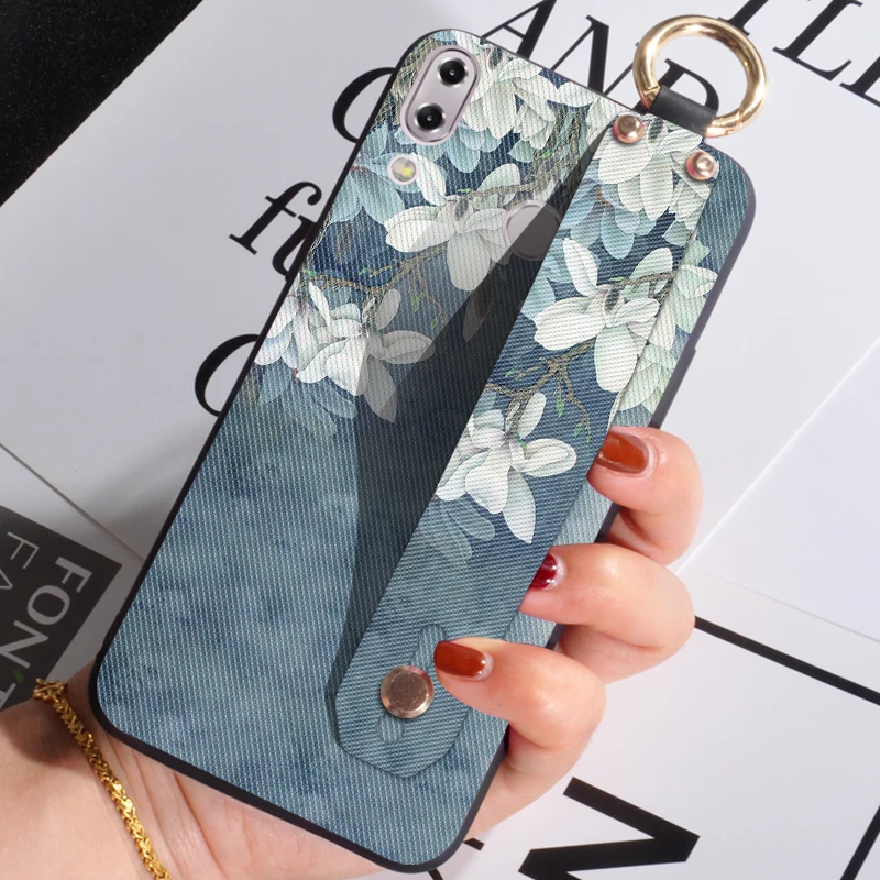 Мягкий силиконовый чехол с держателем для ASUS Zenfone 5Z ZS620KL задняя крышка цветком и