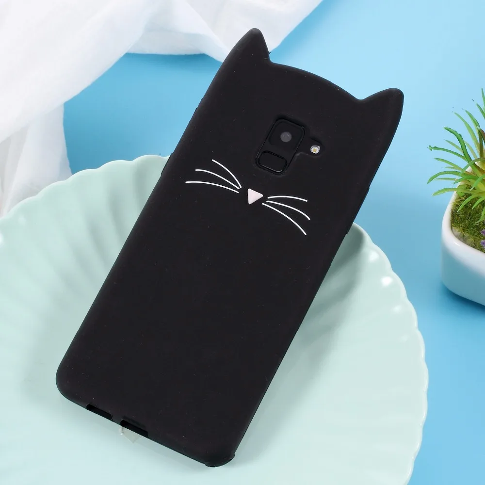 Прекрасный чехол для телефона samsung Galaxy A8 + 2018 3D усы Cat Силиконовые крышки корпуса
