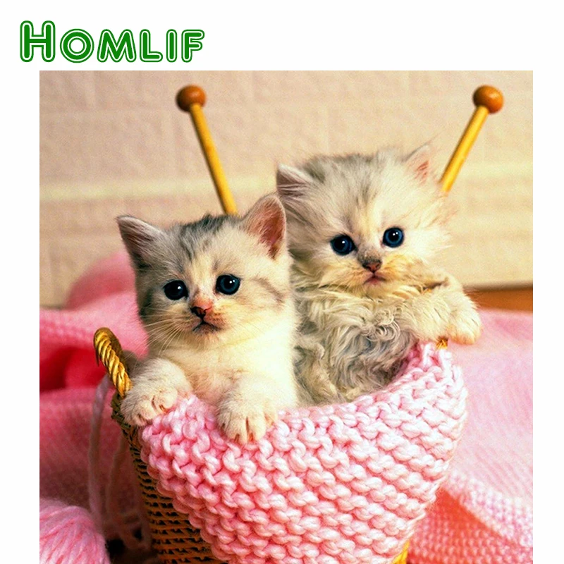 Алмазная вышивка HOMLIF сделай сам киска кошки полноразмерная/круглая алмазная