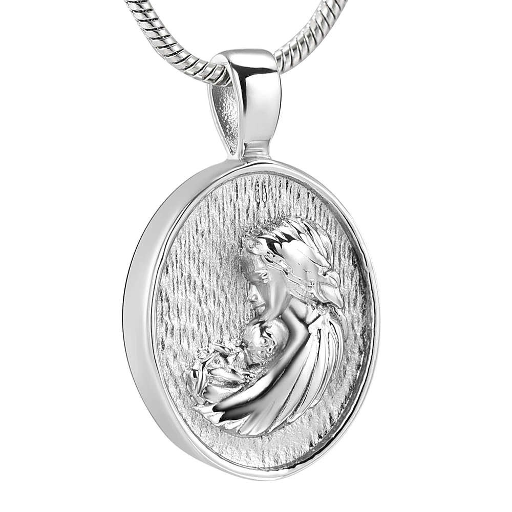 Мама и ребенок из нержавеющей стали круглая форма урна кулон памятное ожерелье