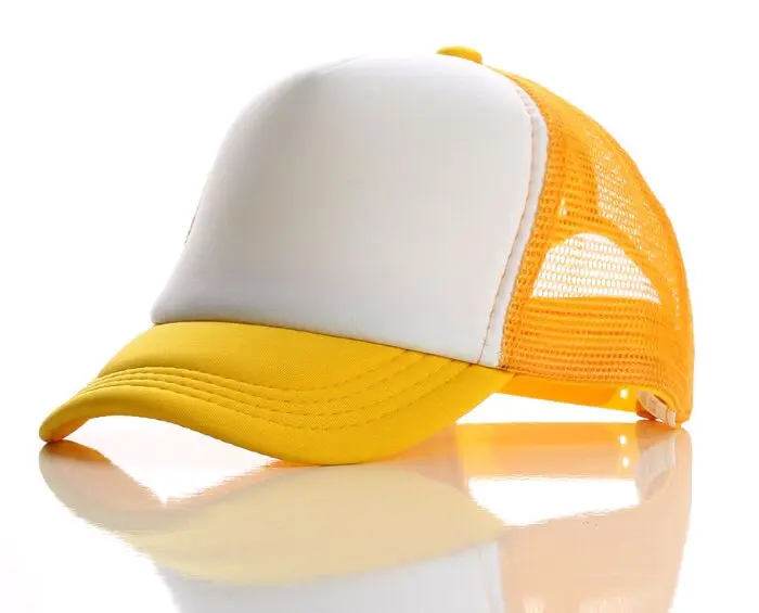 Yellow and white Детские DIY пользовательские логотип грузовые шапки летние дышащие акриловые бейсболки с логотипом для мальчиков и девочек Snapback шапки - Цвет: Yellow and white