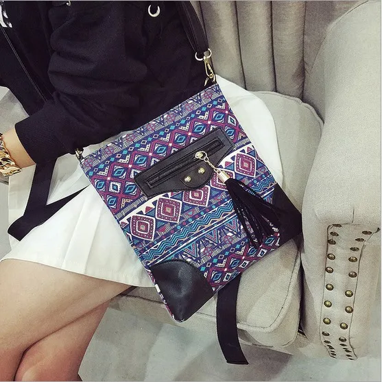 IMIDO Национальная вышивка сумка через плечо новый тренд дизайн с кисточками для