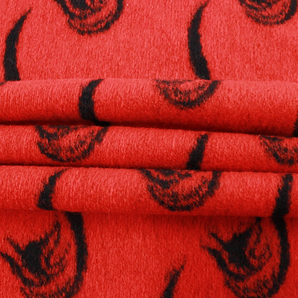 YLSX Autumn and Winter Knitted Red Jacquard Fabric Wool Short Skirt Base Shirt Hoodie T-shirt 145cm50cm | Дом и сад