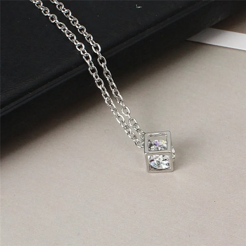 Cube Rhinestone Necklace Popular Temperament Simple gift Personality Romantic Women Fashion Accessories Jewelry | Украшения и