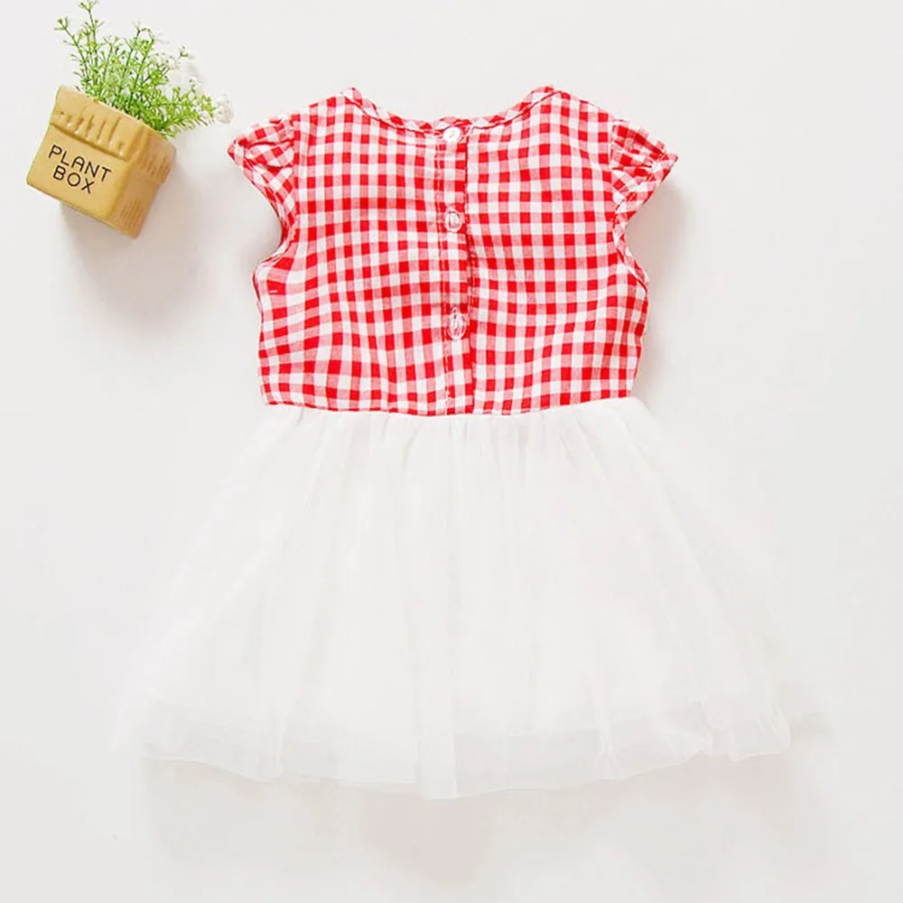 Мода 2019 платье для новорожденных девочек клетчатый бант Повседневное из
