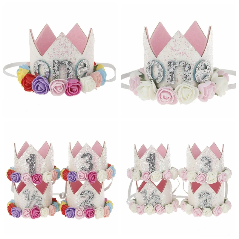 4 шт./партия мини повязка на голову с короной день рождения белая блесточка корона