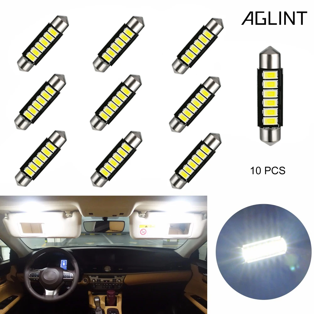 AGLINT 10 шт. 6418 светодиодный ные лампы 41 мм гирлянда ная лампа 6SMD 5630 чипы C5W 6411 DE3423 для