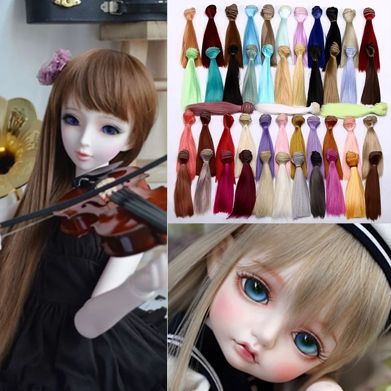 

Doll Wigs 15cm*100cm Doll Hair DIY High-temperature Wire 45 colors Straight Hair Wigs for 1/3 1/4 1/6 BJD DIY JF001