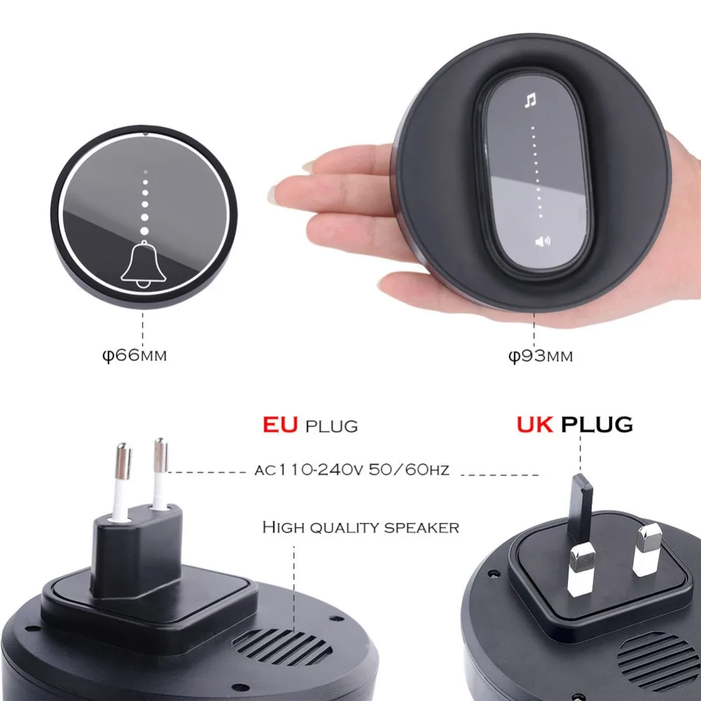 SMATRUL ЕС Великобритания Plug автономный сенсорный беспроводной дверной звонок