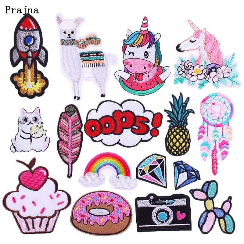 Prajna DIY Вышитые нашивки для одежды Железный патч Мультфильм Альпака аппликация значок кактус милый Parches аксессуары для одежды F