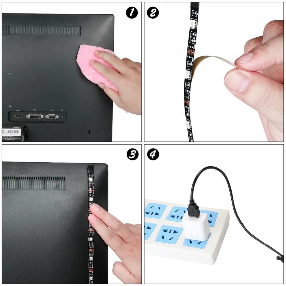 DC5V USB Светодиодная лента SMD5050 RGB гибкий светильник 1 м/2 м RGB Светодиодная лента s клейкая лента для ТВ фоновый светильник ing