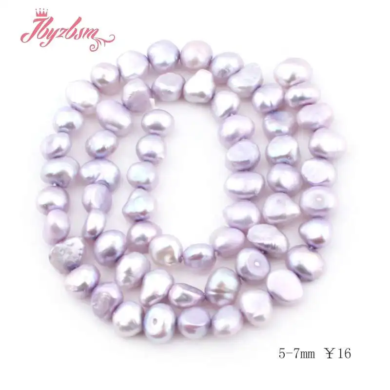Light Purple 5-7 мм Freeform пресноводный жемчуг Натуральный камень Бусины для DIY Цепочки и ожерелья bracelat ювелирных изделий Свободные Strand 1" - Цвет: Light Purple
