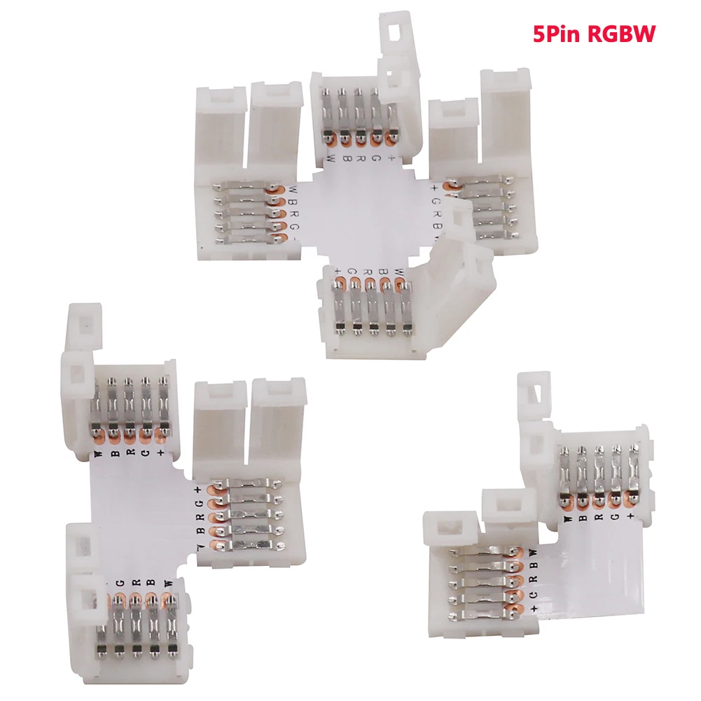 5 шт. RGBW светодиодные ленты RGB Разъем Клип 4pin 10 мм 5PIN 12 мм L T X форма 2pin 10 мм Соединительный угол пайки печатной платы