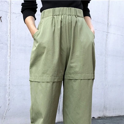 Весна Для женщин буквы эластичные брюки с высокой посадкой на талии карманами по