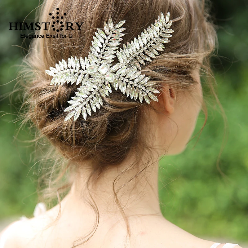 

European Luxury Handmade Silver Crystal Hairpins Wedding Leaf Branch Bridal Hairgrips Jewelry Hair Accessories Hairwear