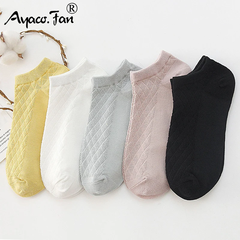 10 шт. = 5 пар Женские Дышащие носки по щиколотку новые летние однотонные женские