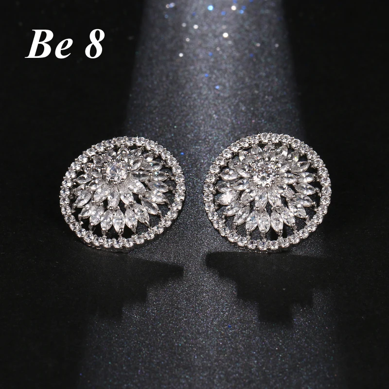 

Be8 Brand New Design Round Shape Cubic Zirconia Stud Earring for Women Trendy Jewelry Travel Party Show Brincos Pendientes E-187