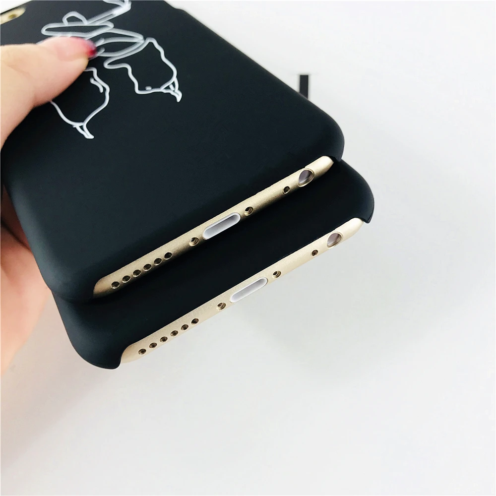 For iPhone 7P 6 6S 8 Plus X XS Simple Art Line Character Avatar Couple Phone Cases 5 5S SE Hard PC Cover Fundas Caque | Мобильные