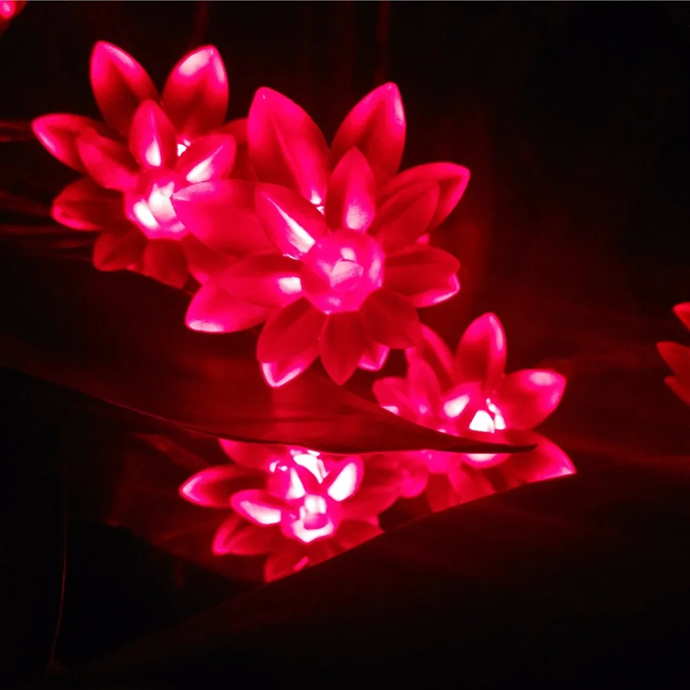 2 м 20 светодиодов Батареи Цветы Лотоса LED Свет Шнура для Украшения Дома и Сада