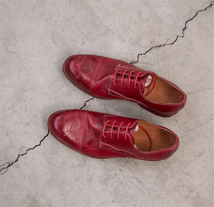 Итальянская обувь на шпильке Повседневная в стиле ретро Мужская кожаная ручной