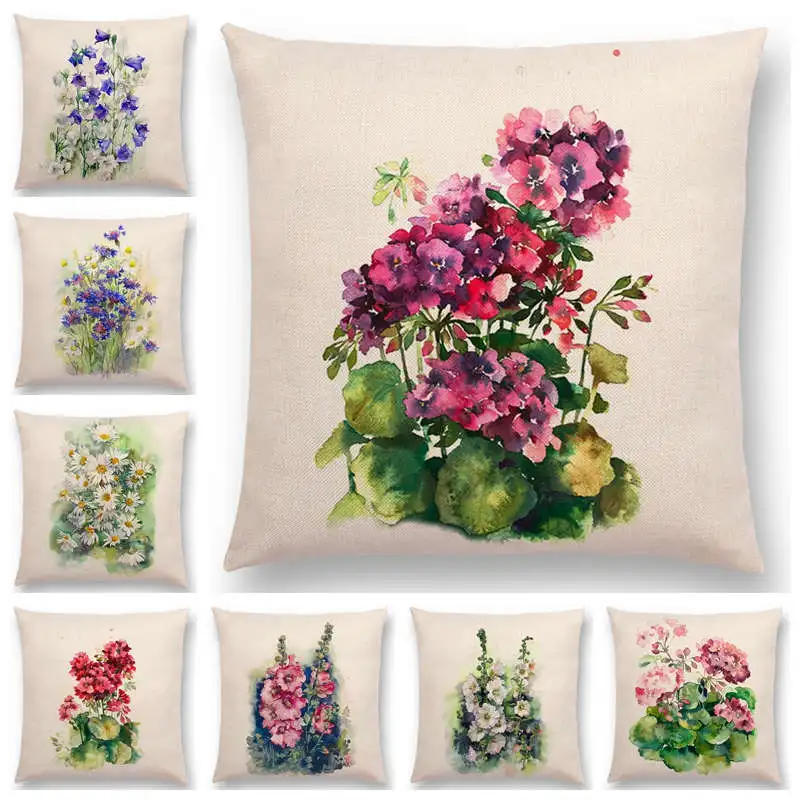 Горячая Распродажа Акварельные Цветы Bluebells герани васильковые цветы букет