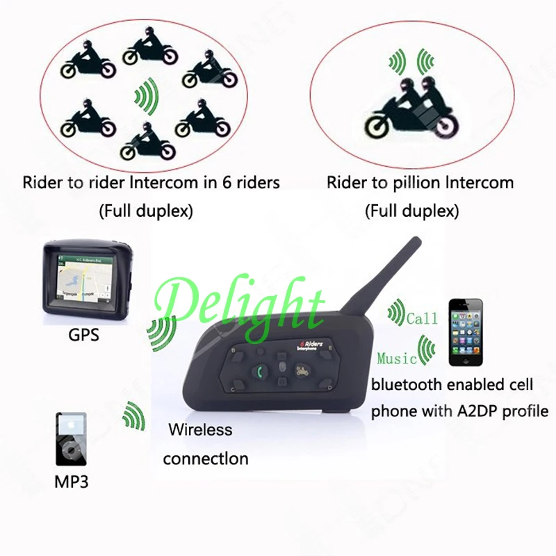 2 шт. V6 мульти BT домофон 1200 м Мотоциклетный Bluetooth Шлем Интерком Intercomunicadores домофон гарнитура для наездника